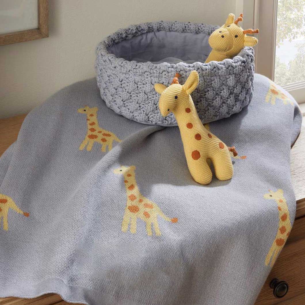 Pottery Barn Kids Giraffe Intarsia Baby Set